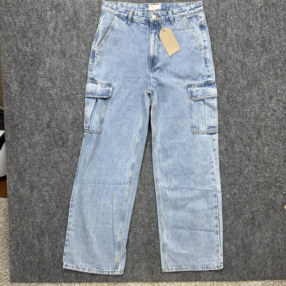 Meshki Jagger Relaxed Denim Cargo wide leg Jeans Women's size Small 30x31 - Picture 1 of 15